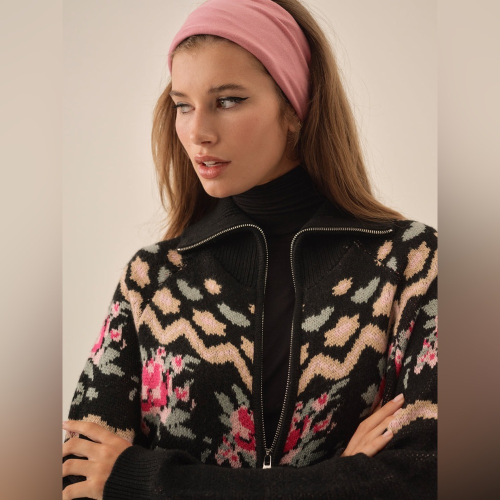 For Love & Lemons Ski Lodge Zip-Up Sweater - Picture 3 of 5